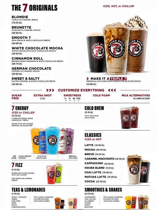 full menu of 7 brew